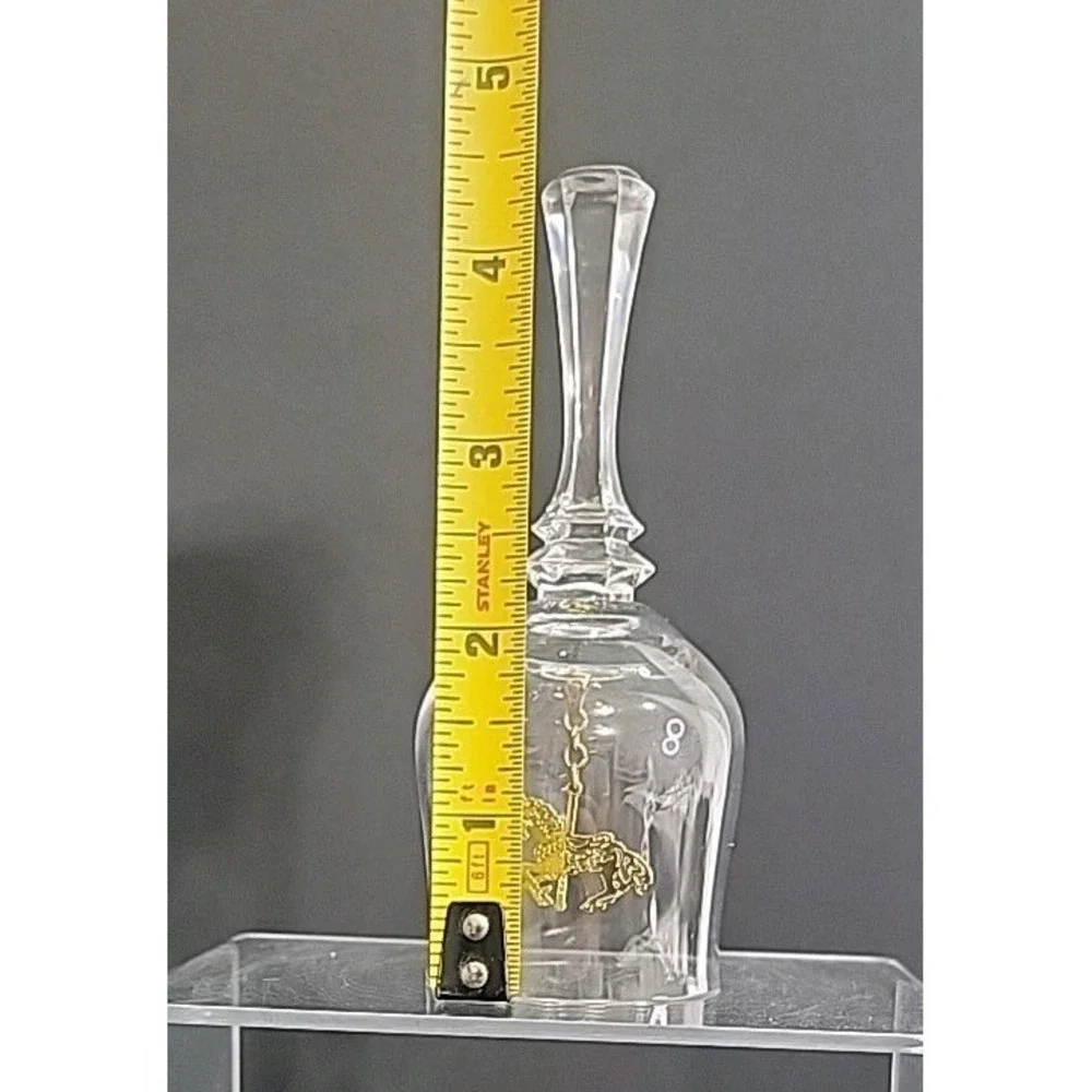 Vintage Lead Crystal Bell With Carousel Horse Clapper, 4.5